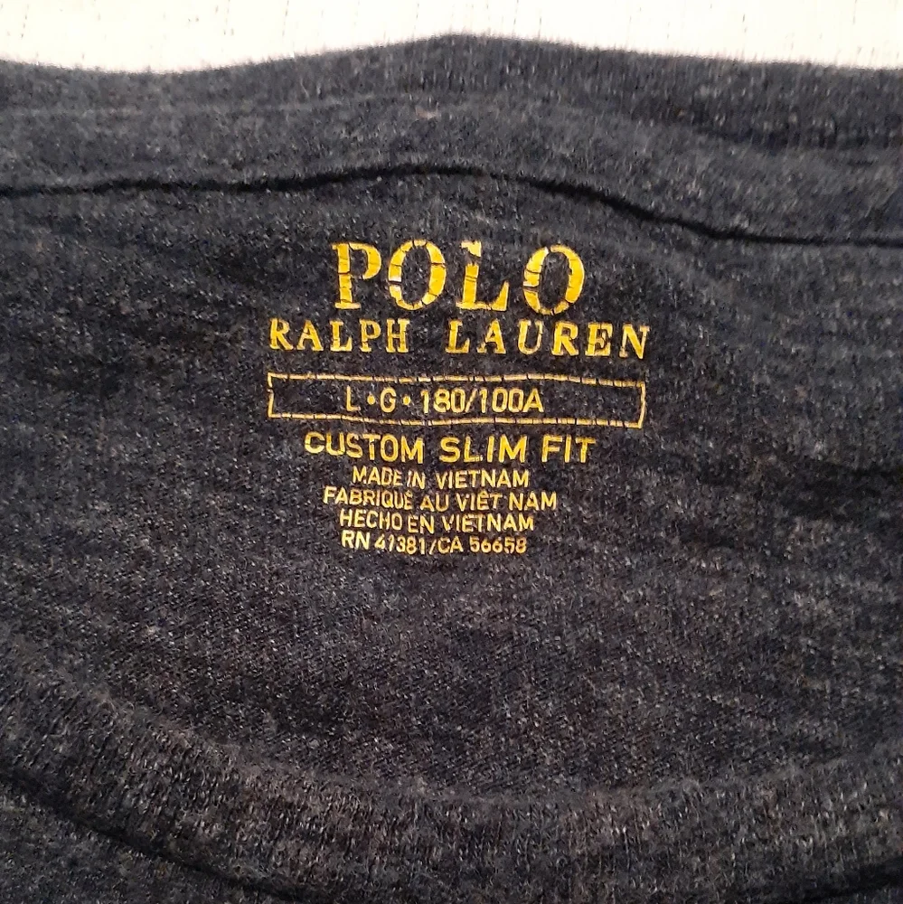 Polo Ralph Lauren men's L grey white pony logo long sleeve slim fit shirt